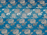 Elegant Turquoise/Silver Floral Metallic Jacquard Brocade 60" By the Yard
