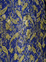 Elegant Royal Blue Gold PAisley Metallic Jacquard Brocade 60" By the Yard