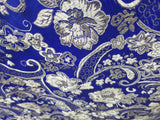 Elegant Royal Blue Silver Floral Metallic Jacquard Brocade 60" By the Yard