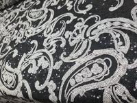 Elegant Paisley Design Turquoise/Black Bridal Lace Fabric With Sequins Embroidery By The Yard