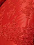 Elegant Red 50" Floral Embroidery Lace in Mesh by Yard