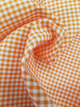 Orange 1/8" Gingham Polyester Cotton Fabric, 60" Wide Sells by the Yard