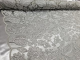 Floral New Lurex Paisley Silver Elegant Bridal Lace Fabric Embroidery By Yard