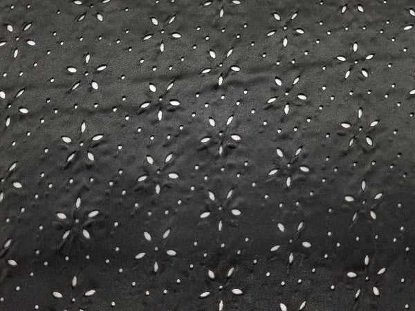 Black Perforated Faux Leather Fabric For Upholstery, Cushions & Interior Design Soft Hard Wearing Polyester Plain Fabric Sold by Yard