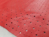 Red Perforated Faux Leather Fabric For Upholstery, Cushions & Interior Design Soft Hard Wearing Polyester Plain Fabric Sold by Yard