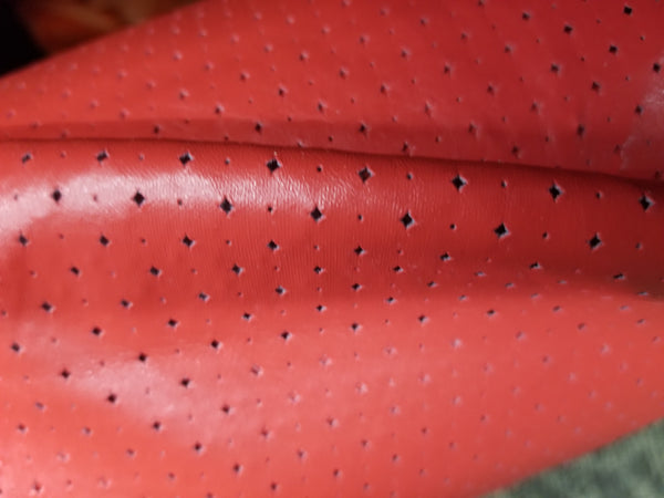 Red Perforated Faux Leather Fabric For Upholstery, Cushions