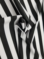 Black & White 1 Inch Stripe Stretch Cotton Twill Fabric Sold by Yard
