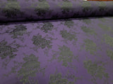 Elegant Purple/Black Floral Satin Jacquard Brocade 60" By the Yard