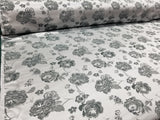 Elegant Charcoal/Silver Floral Satin Jacquard Brocade 60" By the Yard