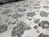 Elegant Charcoal/Silver Floral Satin Jacquard Brocade 60" By the Yard