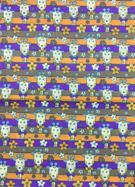 Giraffe Print Poly Cotton Fabric ( Purple ) By The Yard