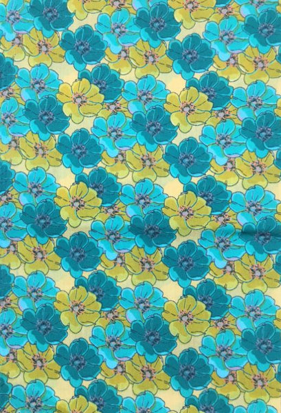 Floral Print Poly Cotton Fabric ( Green ) By The Yard
