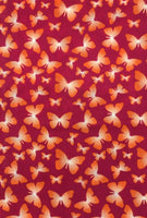 Butterfly Print Poly Cotton Fabric ( Burgundy ) By The Yard