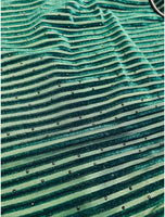 Hunter Green Stripe Jacquard Silk Korea Stretch Velvet Fabric For Dress by Yard