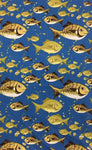 Fish Print Poly Cotton Fabric ( Blue ) By The Yard