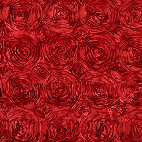Red Satin Rosette Fabric by the Yard - 1 Yard