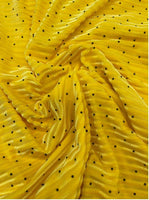 Yellow Stripe Jacquard Silk Korea Stretch Velvet Fabric For Dress by Yard