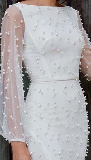 White Beaded Pearl Mesh Lace Fabric Bridal Veil Lace Wedding Bridal Dr –  ALOHALACE