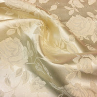 Floral Jacquard Satin Fabric Ivory by the Yard