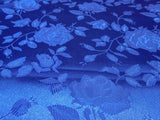 Floral Jacquard Satin Fabric Royal Blue by the Yard