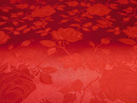 Floral Jacquard Satin Fabric Burgundy by the Yard