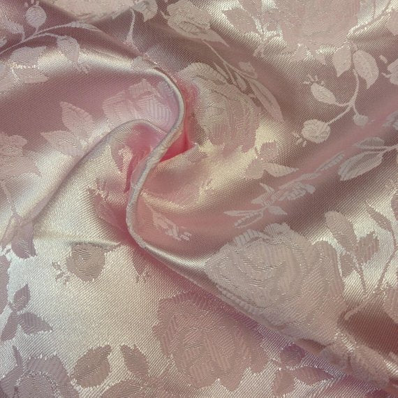 Floral Jacquard Satin Fabric Light Pink by the Yard – ALOHALACE