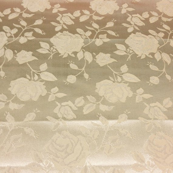 Floral Jacquard Satin Fabric Ivory by the Yard – ALOHALACE