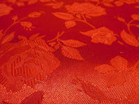 Floral Jacquard Satin Fabric Red by the Yard