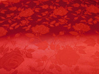 Floral Jacquard Satin Fabric Burgundy by the Yard