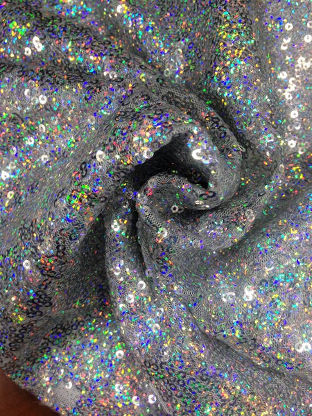 Fabulous Sparkly Silver Multicolor Spangle/Glitz Sequins 55" Sold by Yard