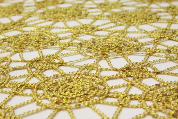 Sequins Studded Chain Chemical Lace Embroidery(Gold) by the Yard – ALOHALACE