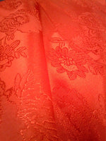 Red Floral Design Jacquard Brocade Cotton Poly Fabric Sold By Yard