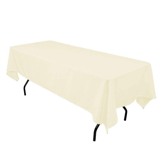 Rectangle Tablecloth - 60 x 102" Inch - Ivory Rectangular Table Cloth for 6 Foot Table in Washable Polyester