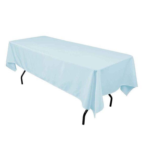 Rectangle Tablecloth - 60 x 102" Inch - Baby Blue Rectangular Table Cloth for 6 Foot Table in Washable Polyester