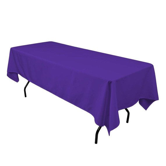 Rectangle Tablecloth - 60 x 102" Inch - Purple Rectangular Table Cloth for 6 Foot Table in Washable Polyester