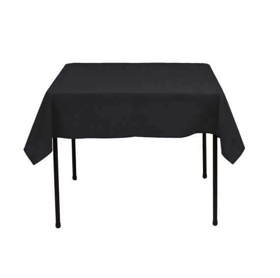 Square Tablecloth - 60 x 60 Inch - Black Square Table Cloth for Square or Round Tables in Washable Polyester