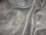 Silver Floral Design Jacquard Brocade Cotton Poly Fabric Sold By Yard